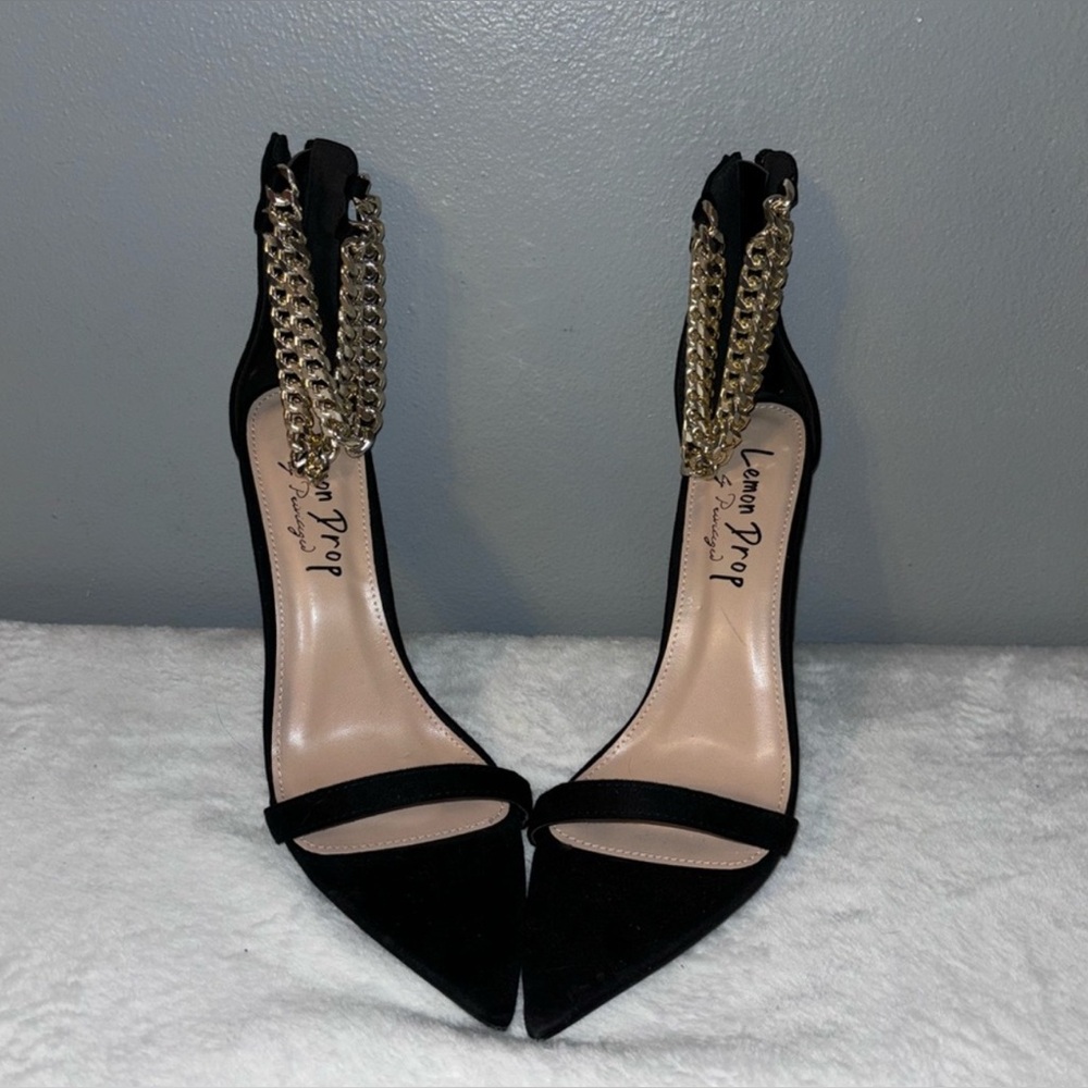 Lemon Drop Gold Chain Strap Heels